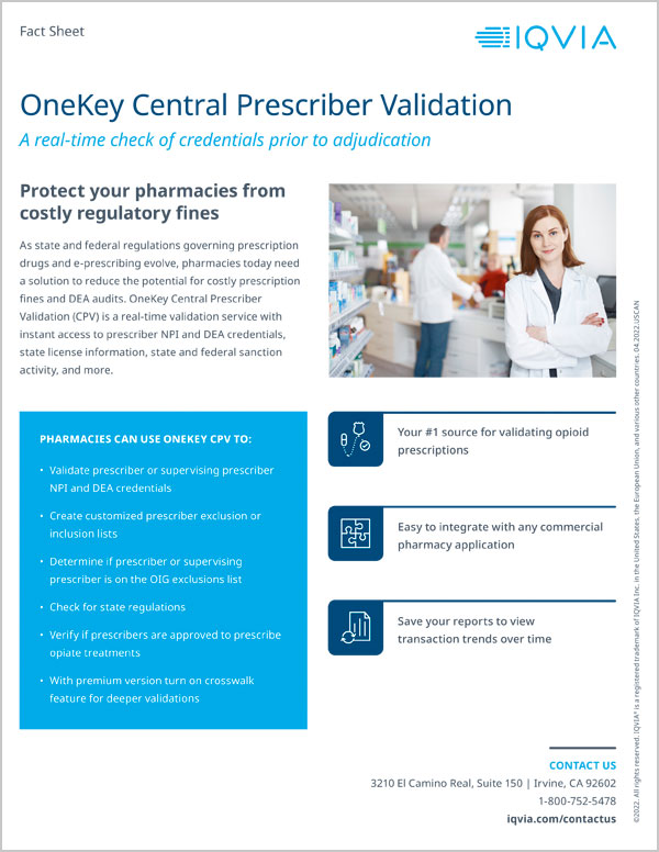 OneKey Central Prescriber Validation